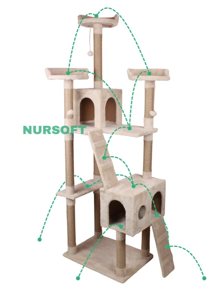 Cat City Yeni Rezidans 3 Stepli Tırmalama ve Eğlenceli Kedi Oyun Evi - Resim 3