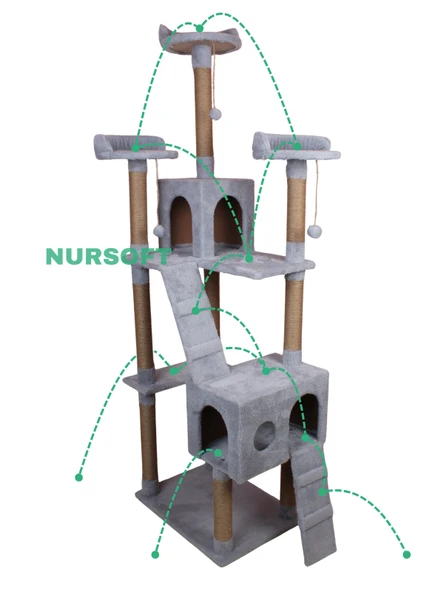 Cat City Yeni Rezidans 3 Stepli Tırmalama ve Eğlenceli Kedi Oyun Evi - Resim 3