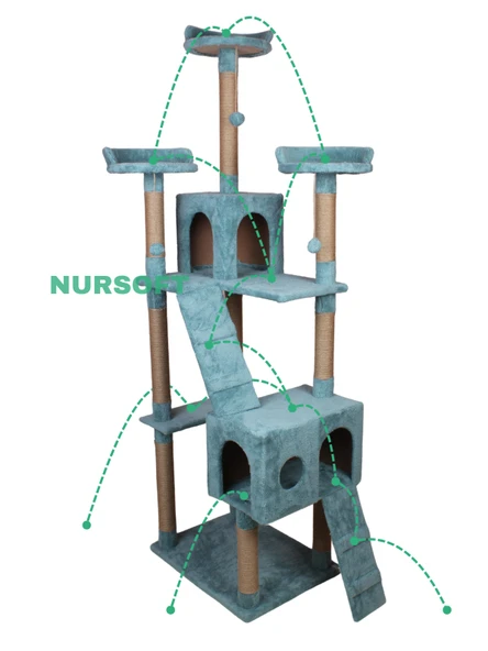 Cat City Yeni Rezidans 3 Stepli Tırmalama ve Eğlenceli Kedi Oyun Evi - Resim 3