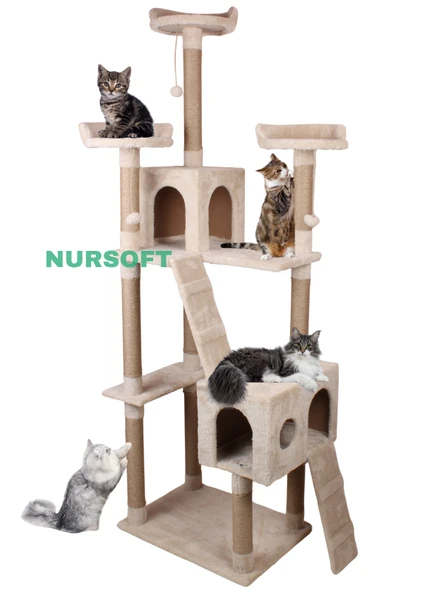 Cat City Yeni Rezidans 3 Stepli Tırmalama ve Eğlenceli Kedi Oyun Evi ürün görseli