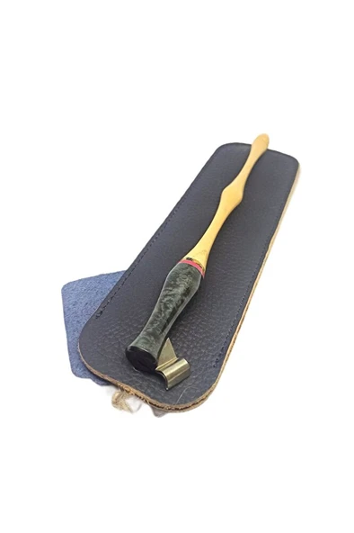 El yapımı copperplate obliq kalem profesyonel-özel deri kılıfı hediye-Stabilize ceviz ağacı ürün görseli