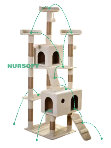 Cat City Yeni Rezidans 3 Stepli Tırmalama ve Eğlenceli Kedi Oyun Evi - Resim 3