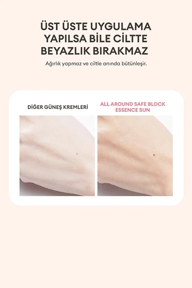 Missha Aydınlatıcı ve Nemlendirici Güneş Kremi All Around Safe Block Essence Sun EX SPF45/PA+++ 50ml - 5