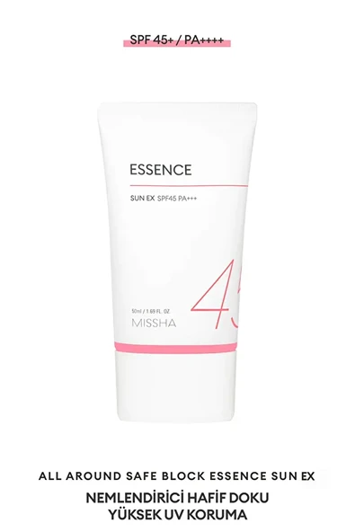Missha Aydınlatıcı ve Nemlendirici Güneş Kremi All Around Safe Block Essence Sun EX SPF45/PA+++ 50ml