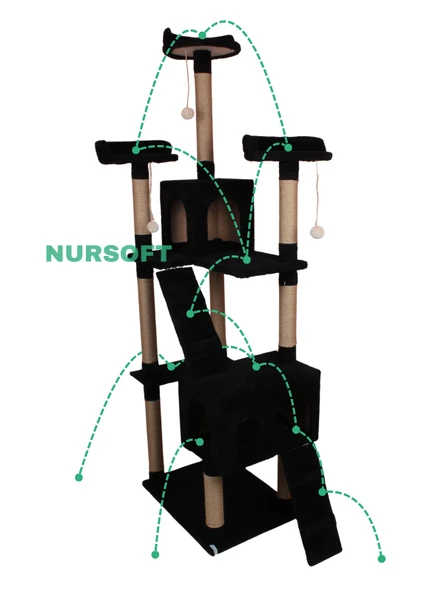 Cat City Yeni Rezidans 3 Stepli Tırmalama ve Eğlenceli Kedi Oyun Evi - Resim 3