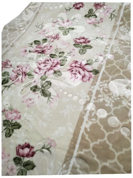 Merinos Gold Kalın Tek Kişilik Kabartmalı Battaniye (155x220)-Rose Bej - 3