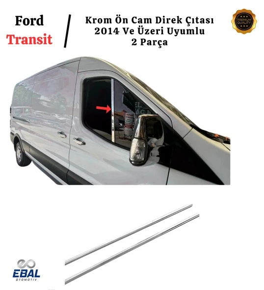 Ford Transit Krom Ön Cam Direk Çıtası 2 Parça 2014 Ve Üzeri Paslanmaz Çelik ürün görseli 1