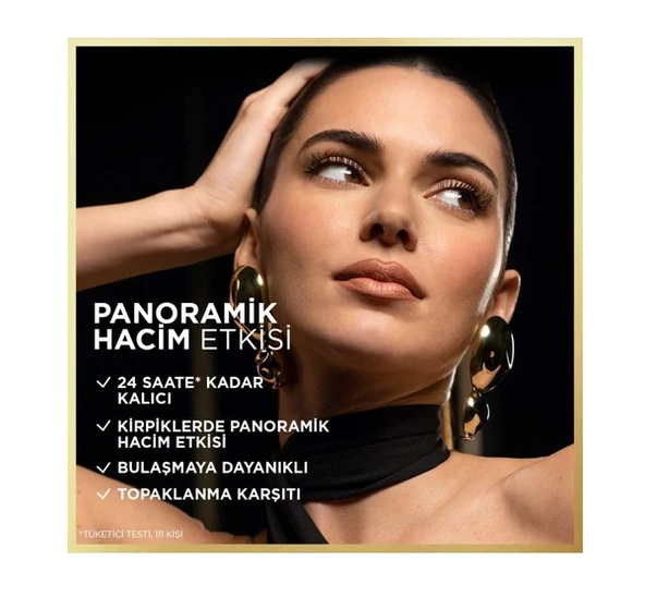 LOreal Paris Panorama Hacim Veren Maskara All Night Black Siyah - Resim 2