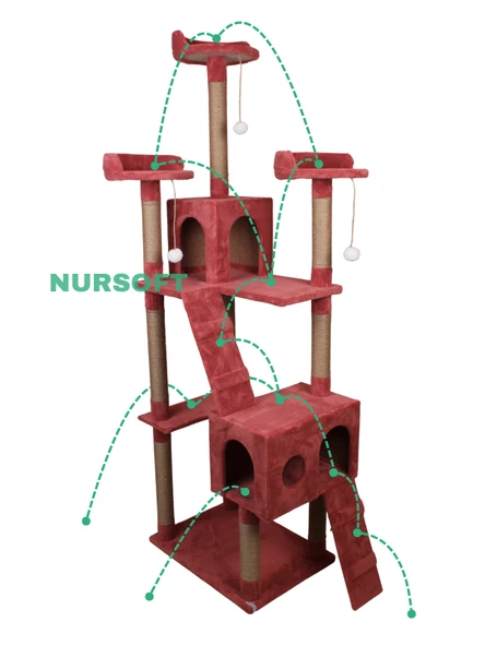 Cat City Yeni Rezidans 3 Stepli Tırmalama ve Eğlenceli Kedi Oyun Evi - Resim 3