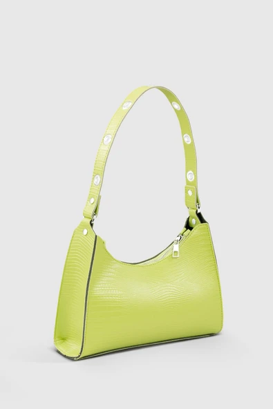 Kadın Neon Yeşil Baguette Çanta 195 - Resim 2