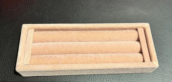 Yerli Üretim Ufak Boy Süet Kumaş Pembe Renk 18 / 7 Cm Rulo Çekmece Içi Yüzük Standı - Resim 3