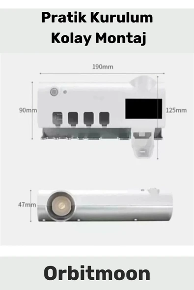Yeni Seri Güneş Enerjili Usb Şarjlı Diş Macun Sıkacağı Sterilizatörlü 4 Adet Diş Fırçalığı Tutucu - 4