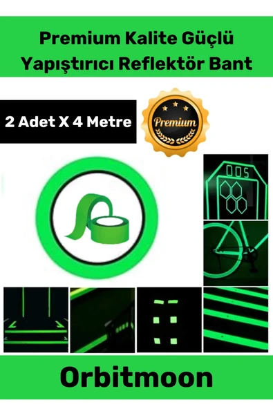 Premium Kendinden Yapışkanlı Fosforlu Karanlıkta Işık Veren Yeşil Şerit 4 Metre Reflektör Bant ürün görseli