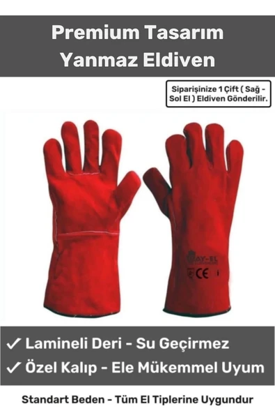 Premium Seri Isıya Dayanıklı Kaynak Yangın Su Geçirmez Çok Amaçlı Yanmaz Deri Eldiven