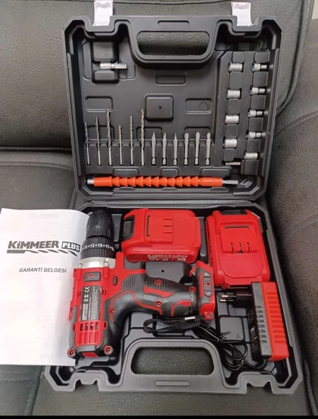 KİMMEER PLUS 12v 1.5 Ah METAL ŞANZIMAN ÇİFT AKÜLÜ ŞARJLI 24 PARÇA AKÜLÜ VİDALAMA MATKAP ürün görseli
