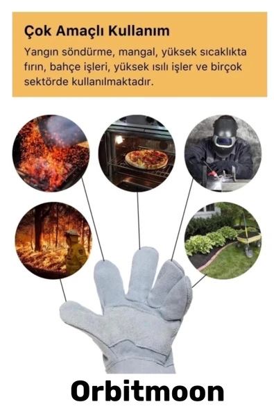 Premium Tasarım Isıya Dayanıklı Kaynak Yangın Su Geçirmez Çok Amaçlı Yanmaz Deri Eldiven - 3