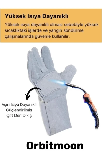 Premium Tasarım Isıya Dayanıklı Kaynak Yangın Su Geçirmez Çok Amaçlı Yanmaz Deri Eldiven - 2
