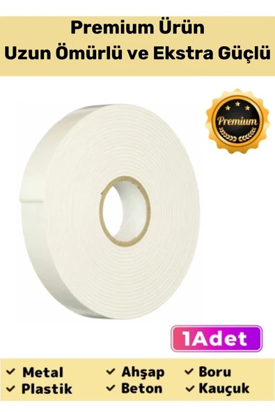 Premium Ürün Kolay Uygulanır Uzun Ömürlü Ekstra Güçlü Yapışkan İz Bırakmaz Çift Taraflı Köpük Bant ürün görseli