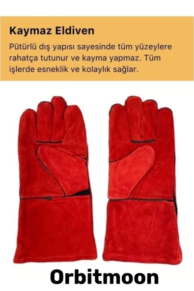 Premium Seri Isıya Dayanıklı Kaynak Yangın Su Geçirmez Çok Amaçlı Yanmaz Deri Eldiven - 2