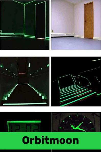 Premium Kendinden Yapışkanlı Fosforlu Karanlıkta Işık Veren Yeşil Şerit 4 Metre Reflektör Bant - Resim 4