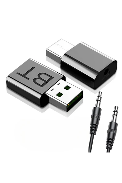 Araç içi Bluetooth Kiti USB 3.5mm Jack Bluetooth Receiver Aux Kablo Wireless Araç Kiti Kablosuz Kit ürün görseli 1