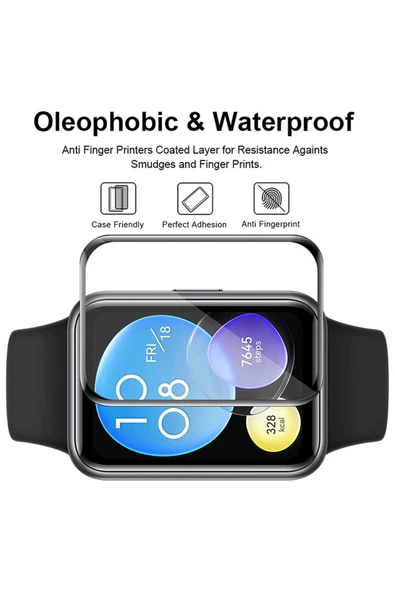 Huawei Watch Fit 2 Uyumlu Tam Kaplayan Darbelere Karşı Dayanıklı Kırılmaz Cam Nano Ekran Koruyucu - Resim 5