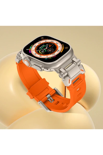 Apple Watch 8 7 6 5 4 3 2 1 42mm/44mm/45mm/49mm Uyumlu Kordon Ayarlanabilir Titanyum Metal Başlıklı - 8