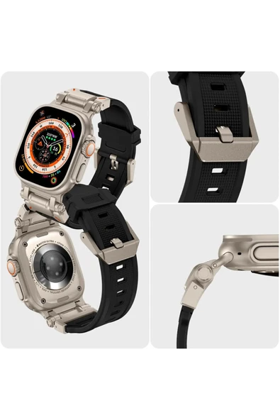 Apple Watch 8 7 6 5 4 3 2 1 42mm/44mm/45mm/49mm Uyumlu Kordon Ayarlanabilir Titanyum Metal Başlıklı - 4