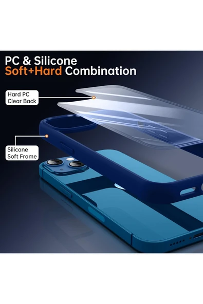 iPhone 14 Uyumlu Kılıf Kamera Çevresi Metal Sararmaya Karşı Dayanıklı Koruyucu Silikon Kapak - 6