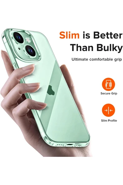 iPhone 15 Uyumlu Şeffaf Kılıf Kamera Çıkıntılı Koruyucu Slim Renksiz İnce Esnek Silikon Kapak - 4