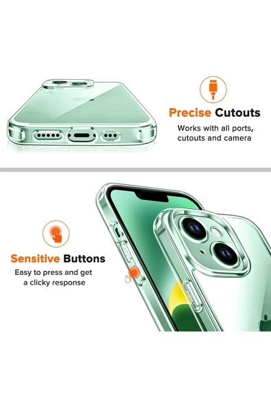 iPhone 15 Uyumlu Şeffaf Kılıf Kamera Çıkıntılı Koruyucu Slim Renksiz İnce Esnek Silikon Kapak - 3