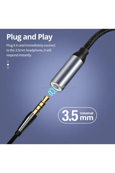 Samsung Xiaomi Uyumlu Type-C Jack Kulaklık Çevirici Dönüştürücü Örgü Kablo Bluetooth Gerektirmez - 8