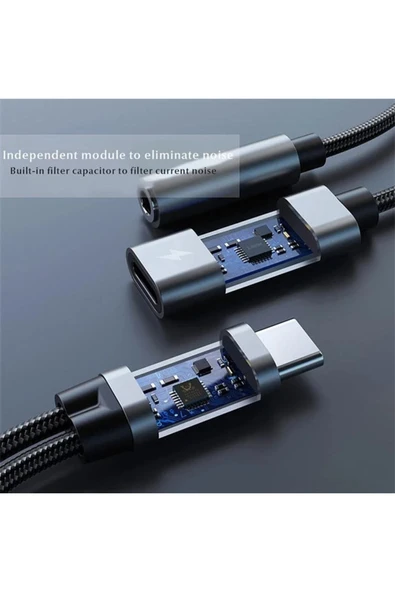 Samsung Xiaomi Uyumlu Type-c Kulaklık Çevirici Şarj Dönüştürücü Örgü Kablo Bluetooth Gerektirmez - 7