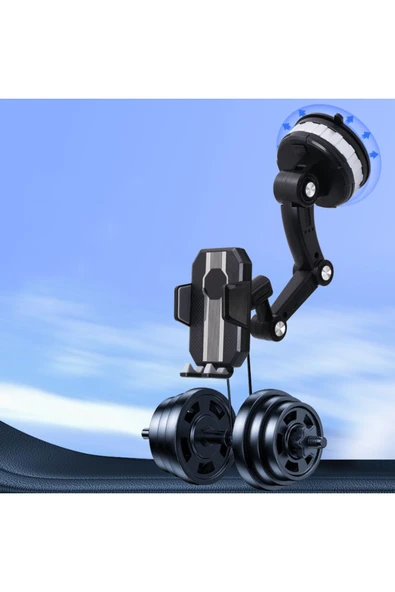 Araç içi Telefon Tutucu Ayarlanabilir Uzayabilen 360 Dönebilen Vantuzlu Cam ve Torpido için Uygun - 3