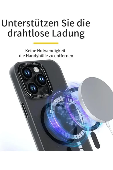 iPhone 14 Pro Max Uyumlu Kılıf Metal Kamera Çıkıntılı Mat Magsafe Sararmaya Dayanıklı Koruyucu Kapak - 2