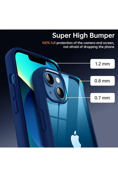 iPhone 14 Uyumlu Kılıf Kamera Çevresi Metal Sararmaya Karşı Dayanıklı Koruyucu Silikon Kapak - 2