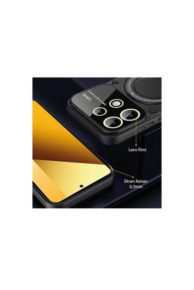 Xiaomi Redmi Note 14 Pro Plus Uyumlu Kılıf Magsafe Dikey Ve Yatay Stand Siyah Tank Kapak - 3