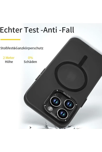 iPhone 14 Pro Max Uyumlu Kılıf Metal Kamera Çıkıntılı Mat Magsafe Sararmaya Dayanıklı Koruyucu Kapak - 6