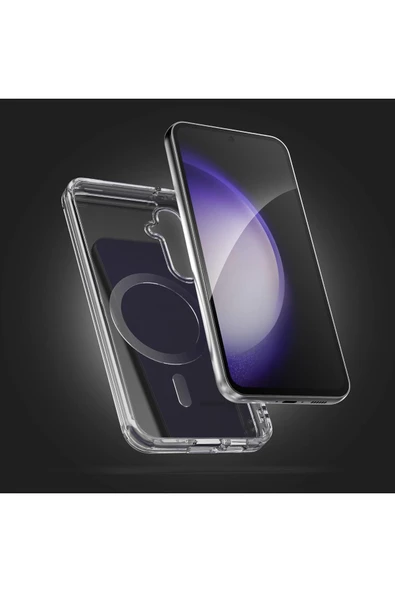 Samsung Galaxy S23 Fe Uyumlu Kılıf Kamera Çıkıntılı Şeffaf Magsafe Kablosuz Şarj Destekli Kapak - 2