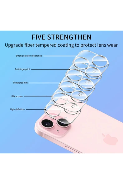 iPhone 13 Uyumlu Şeffaf Kamera Lens Koruyucu Temperli Cam Dayanıklı Kamera Lens Koruma - 4