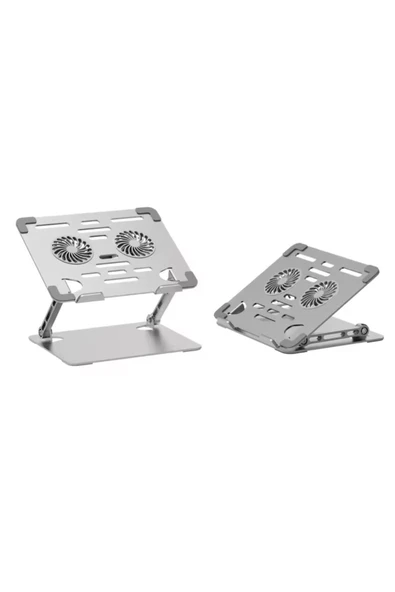 Laptop/Notebook/Macbook Uyumlu Soğutucu Fanlı Katlanabilir Yükseklik Ayarlı Metal Masa Üstü Standı - Resim 3