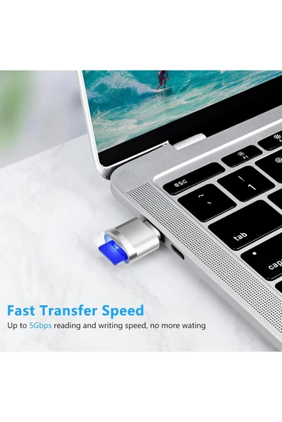 Type-C To Micro SD/TF Card Reader iPhone/Samsung/Xiaomi/Macbook/iPad/Tablet/PC Uyumlu Metal Çevirici - 3