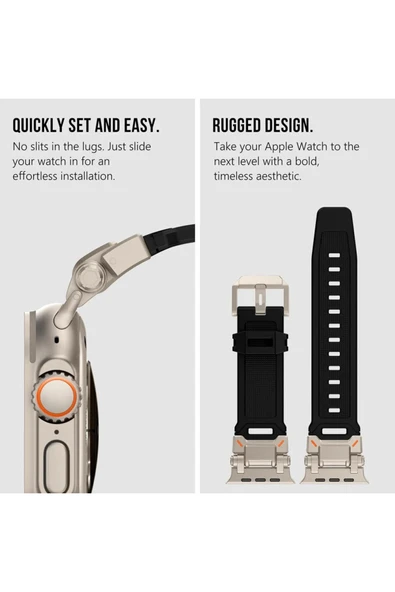 Apple Watch 8 7 6 5 4 3 2 1 42mm/44mm/45mm/49mm Uyumlu Kordon Ayarlanabilir Titanyum Metal Başlıklı - 3