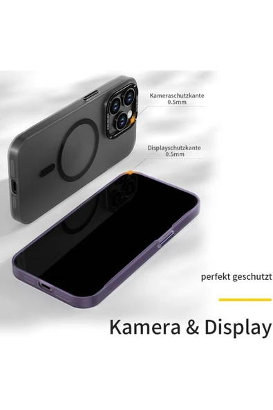 iPhone 14 Pro Max Uyumlu Kılıf Metal Kamera Çıkıntılı Mat Magsafe Sararmaya Dayanıklı Koruyucu Kapak - 5