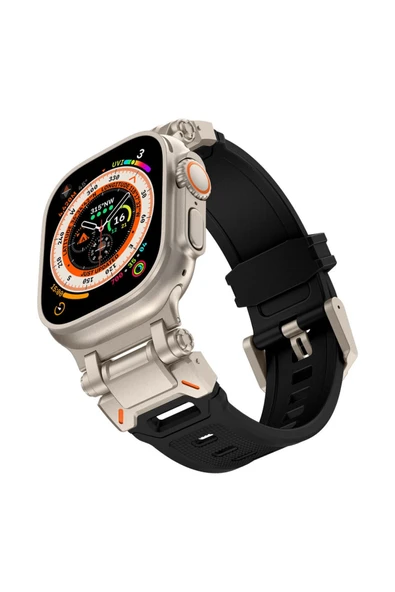 Apple Watch 8 7 6 5 4 3 2 1 42mm/44mm/45mm/49mm Uyumlu Kordon Ayarlanabilir Titanyum Metal Başlıklı