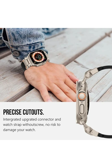 Apple Watch 8 7 6 5 4 3 2 1 42mm/44mm/45mm/49mm Uyumlu Kordon Ayarlanabilir Titanyum Metal Başlıklı - 5