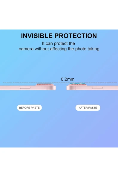 iPhone 13 Uyumlu Şeffaf Kamera Lens Koruyucu Temperli Cam Dayanıklı Kamera Lens Koruma - 5