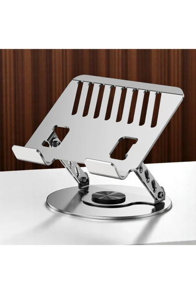 Dönebilen Yüksek Kaliteli Katlanabilir Ayarlanabilir Metal Masa Üstü Tablet Macbook Laptop Standı ürün görseli