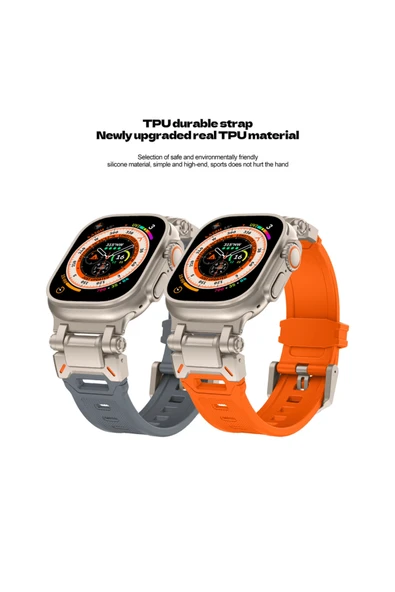 Apple Watch 8 7 6 5 4 3 2 1 42mm/44mm/45mm/49mm Uyumlu Kordon Ayarlanabilir Titanyum Metal Başlıklı - 7