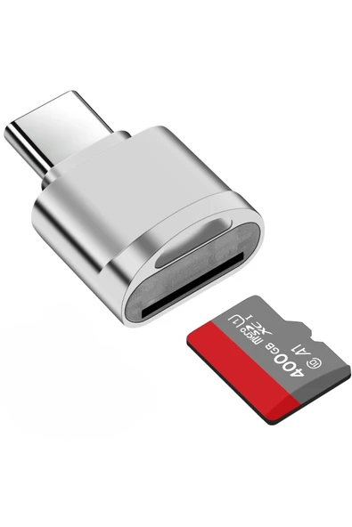 Type-C To Micro SD/TF Card Reader iPhone/Samsung/Xiaomi/Macbook/iPad/Tablet/PC Uyumlu Metal Çevirici